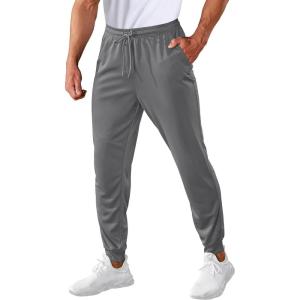 imageMAGCOMSEN Mens Joggers Sweatpants Quick Dry Running Pants with Pockets Summer Lightweight Athletic Workout PantsLondon Grey