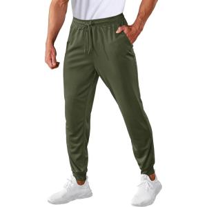 imageMAGCOMSEN Mens Joggers Sweatpants Quick Dry Running Pants with Pockets Summer Lightweight Athletic Workout PantsMilitary Green