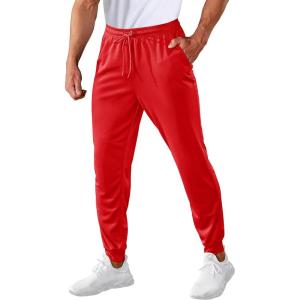 imageMAGCOMSEN Mens Joggers Sweatpants Quick Dry Running Pants with Pockets Summer Lightweight Athletic Workout PantsRed