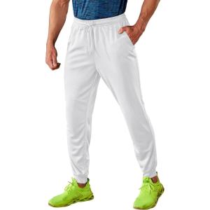 imageMAGCOMSEN Mens Joggers Sweatpants Quick Dry Running Pants with Pockets Summer Lightweight Athletic Workout PantsWhite