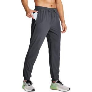 imageMAGCOMSEN Mens Joggers with Zipper Pockets Lightweight Hiking Sweatpants Athletic Pants for Men Running Workout Traning GymDark Grey