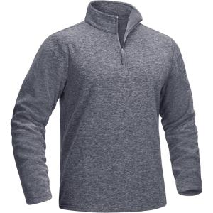 imageMAGCOMSEN Mens Shirts 14 Zip Fleece Pullover MidWeight Long Sleeve Sweatshirts Athletic ShirtsDark Grey