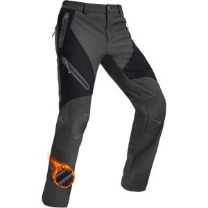 imageMAGCOMSEN Mens Snow Ski Pants Fleece Lined Water Resistant Winter Pants with 4 Zip Pockets for Snowboard Hiking OutdoorBlack