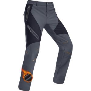 imageMAGCOMSEN Mens Snow Ski Pants Fleece Lined Water Resistant Winter Pants with 4 Zip Pockets for Snowboard Hiking OutdoorDark Grey