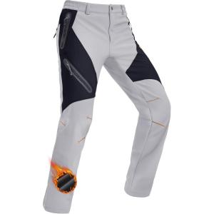 imageMAGCOMSEN Mens Snow Ski Pants Fleece Lined Water Resistant Winter Pants with 4 Zip Pockets for Snowboard Hiking OutdoorLight Grey