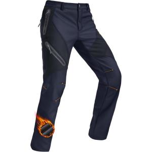 imageMAGCOMSEN Mens Snow Ski Pants Fleece Lined Water Resistant Winter Pants with 4 Zip Pockets for Snowboard Hiking OutdoorNavy