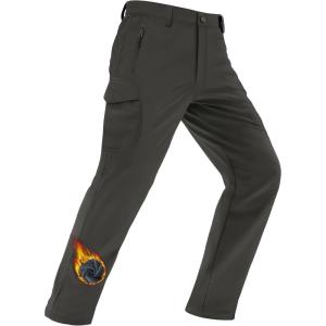 imageMAGCOMSEN Mens Winter Pants Water Resistant Fleece Lined Snowboard Ski Pants Softshell Tactical Pants with MultiPocketsGray