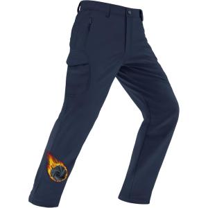 imageMAGCOMSEN Mens Winter Pants Water Resistant Fleece Lined Snowboard Ski Pants Softshell Tactical Pants with MultiPocketsNavy