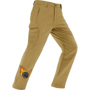 imageMAGCOMSEN Mens Winter Pants Water Resistant Fleece Lined Snowboard Ski Pants Softshell Tactical Pants with MultiPocketsSand