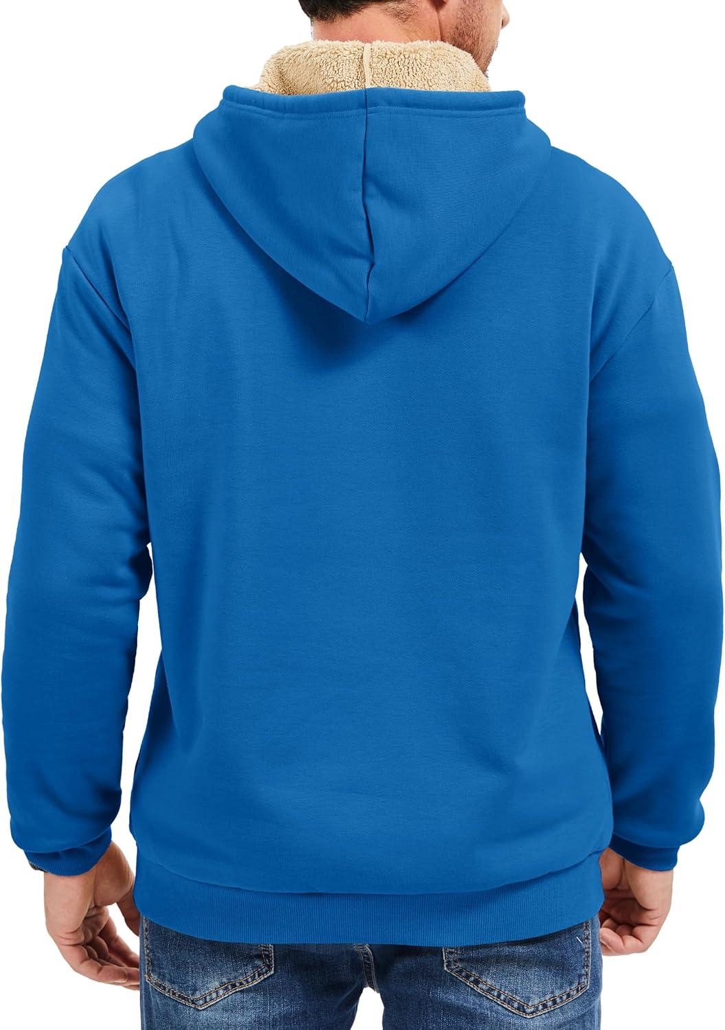 imageMAGCOMSEN Mens Hoodie Pullover Fleece Sweatshirts Heavyweight Sherpa Lined Thick Warm Winter Hoodies with Kangaroo PocketBluegreen