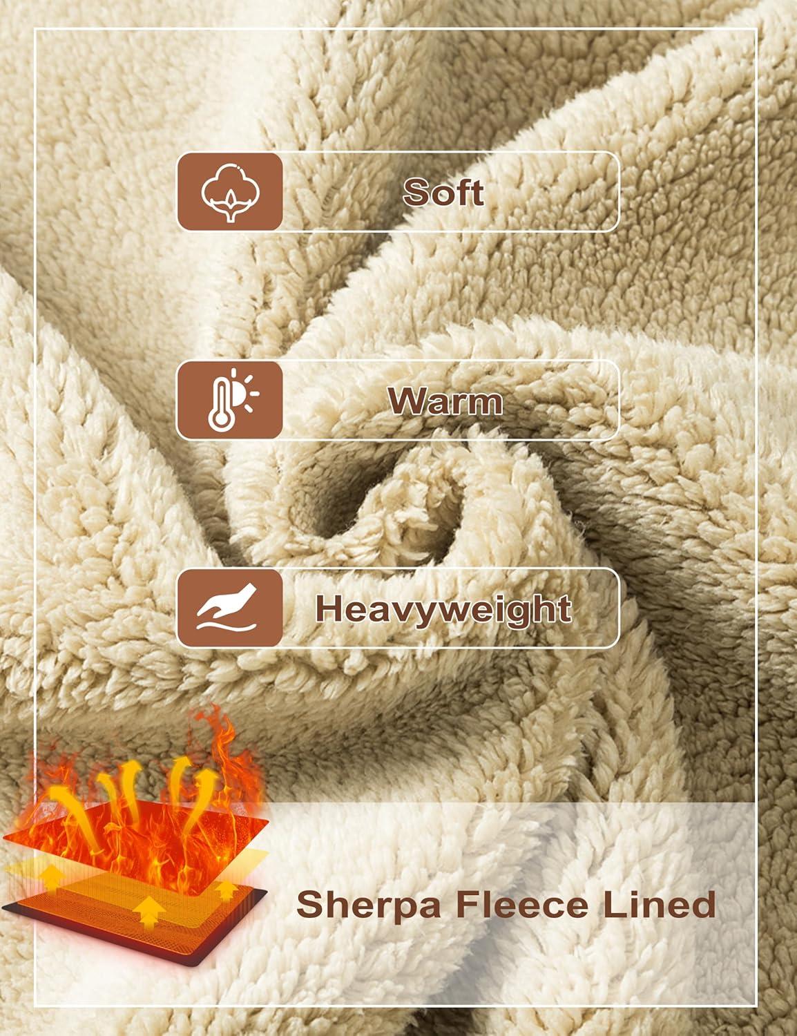 imageMAGCOMSEN Mens Hoodie Pullover Fleece Sweatshirts Heavyweight Sherpa Lined Thick Warm Winter Hoodies with Kangaroo PocketOrange