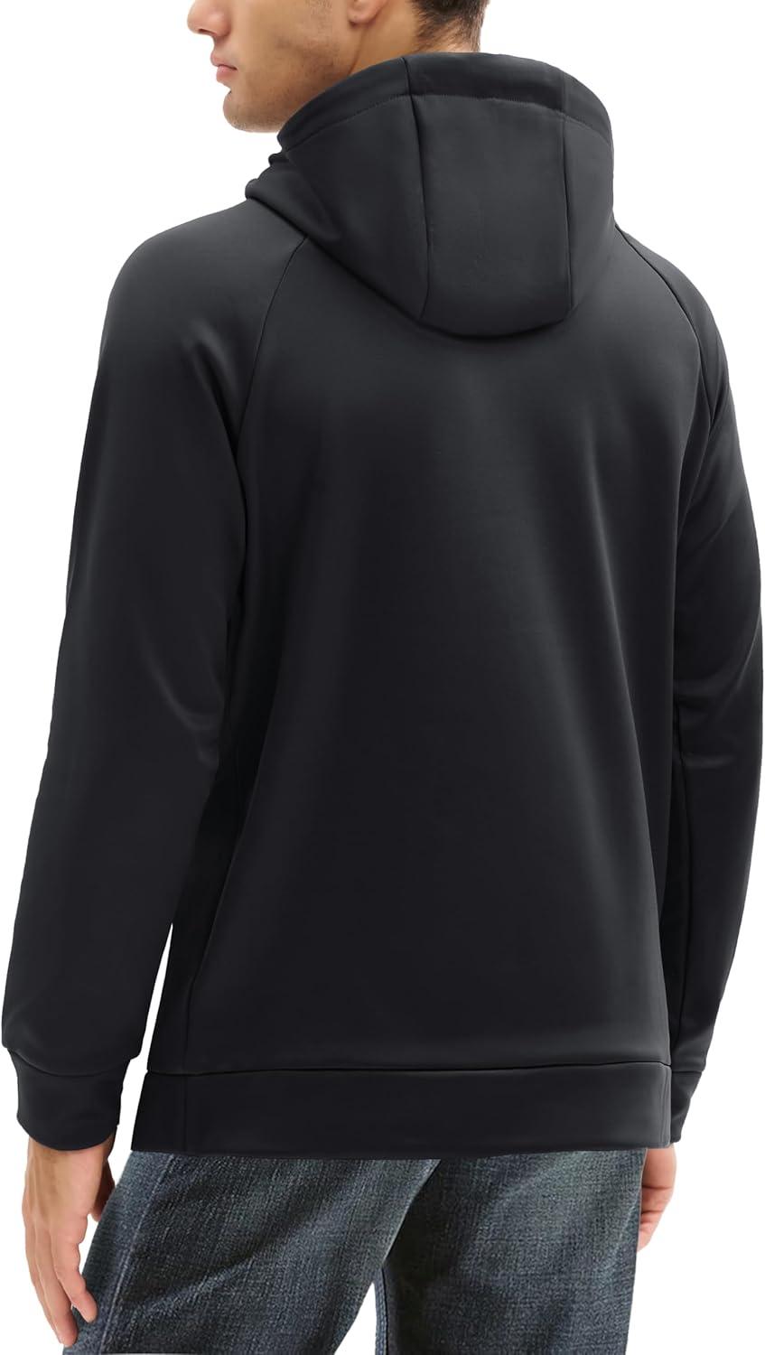 imageMAGCOMSEN Mens Hoodies Fleece Lined Casual Athletic Sweatshirts Pullover with Kangaroo PocketBlack
