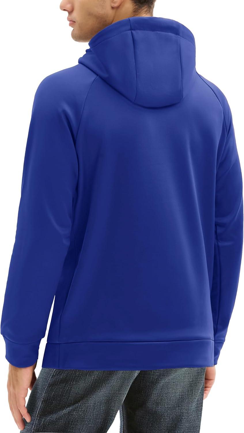 imageMAGCOMSEN Mens Hoodies Fleece Lined Casual Athletic Sweatshirts Pullover with Kangaroo PocketBright Blue