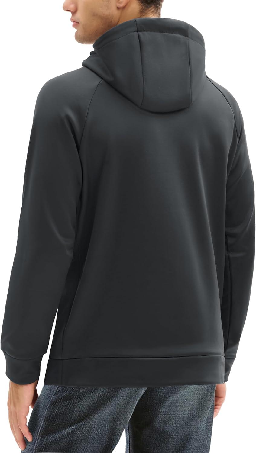 imageMAGCOMSEN Mens Hoodies Fleece Lined Casual Athletic Sweatshirts Pullover with Kangaroo PocketDark Grey