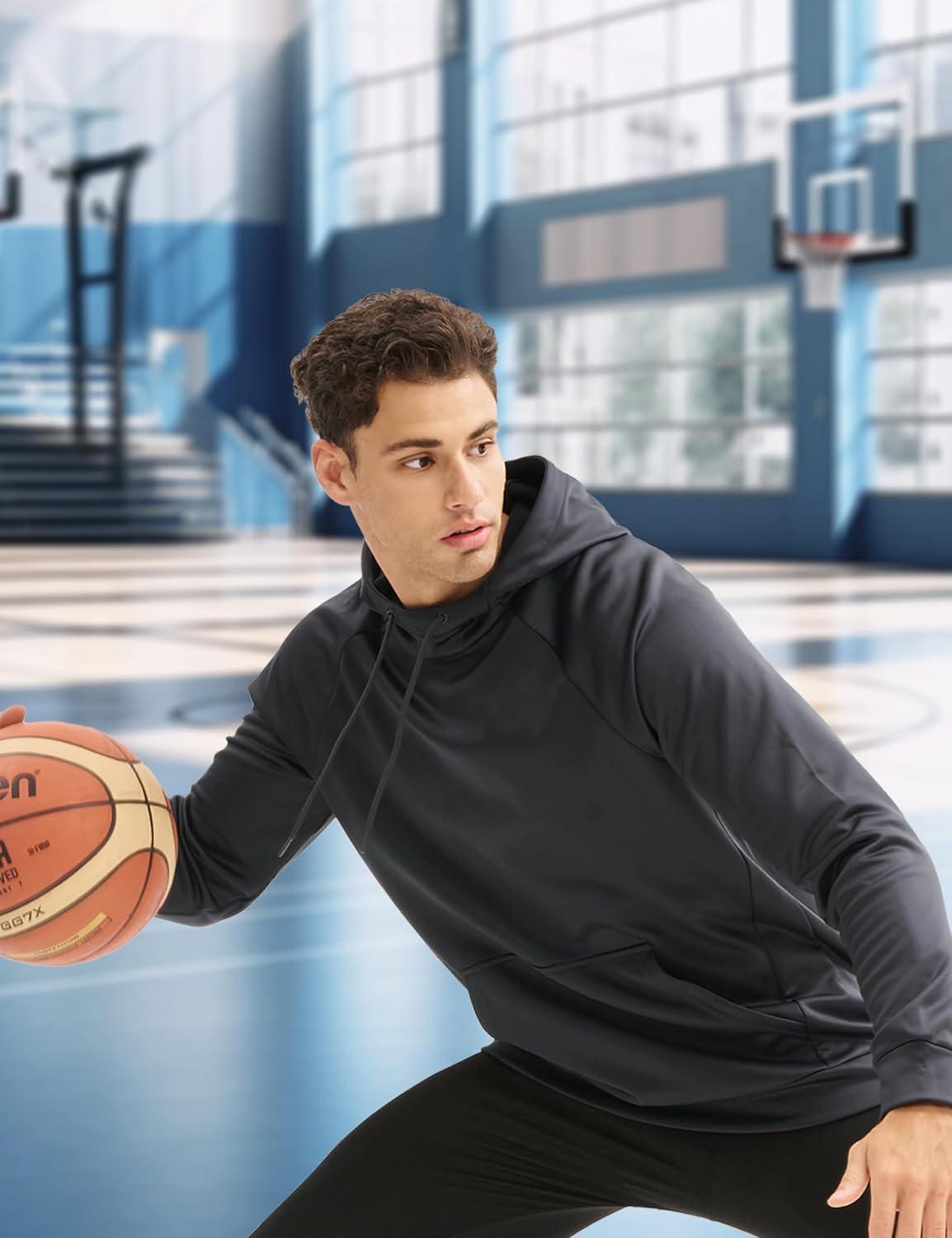 imageMAGCOMSEN Mens Hoodies Fleece Lined Casual Athletic Sweatshirts Pullover with Kangaroo PocketDark Grey