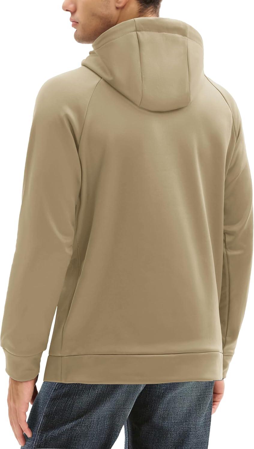 imageMAGCOMSEN Mens Hoodies Fleece Lined Casual Athletic Sweatshirts Pullover with Kangaroo PocketKhaki