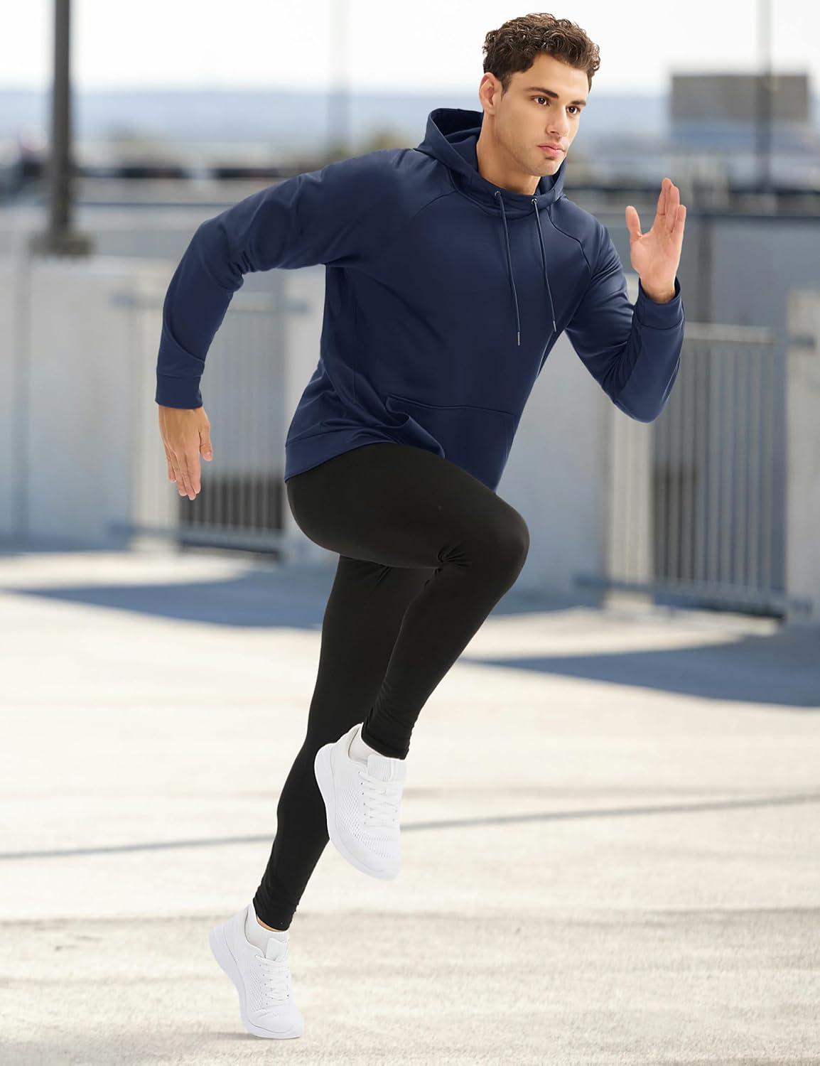 imageMAGCOMSEN Mens Hoodies Fleece Lined Casual Athletic Sweatshirts Pullover with Kangaroo PocketNavy