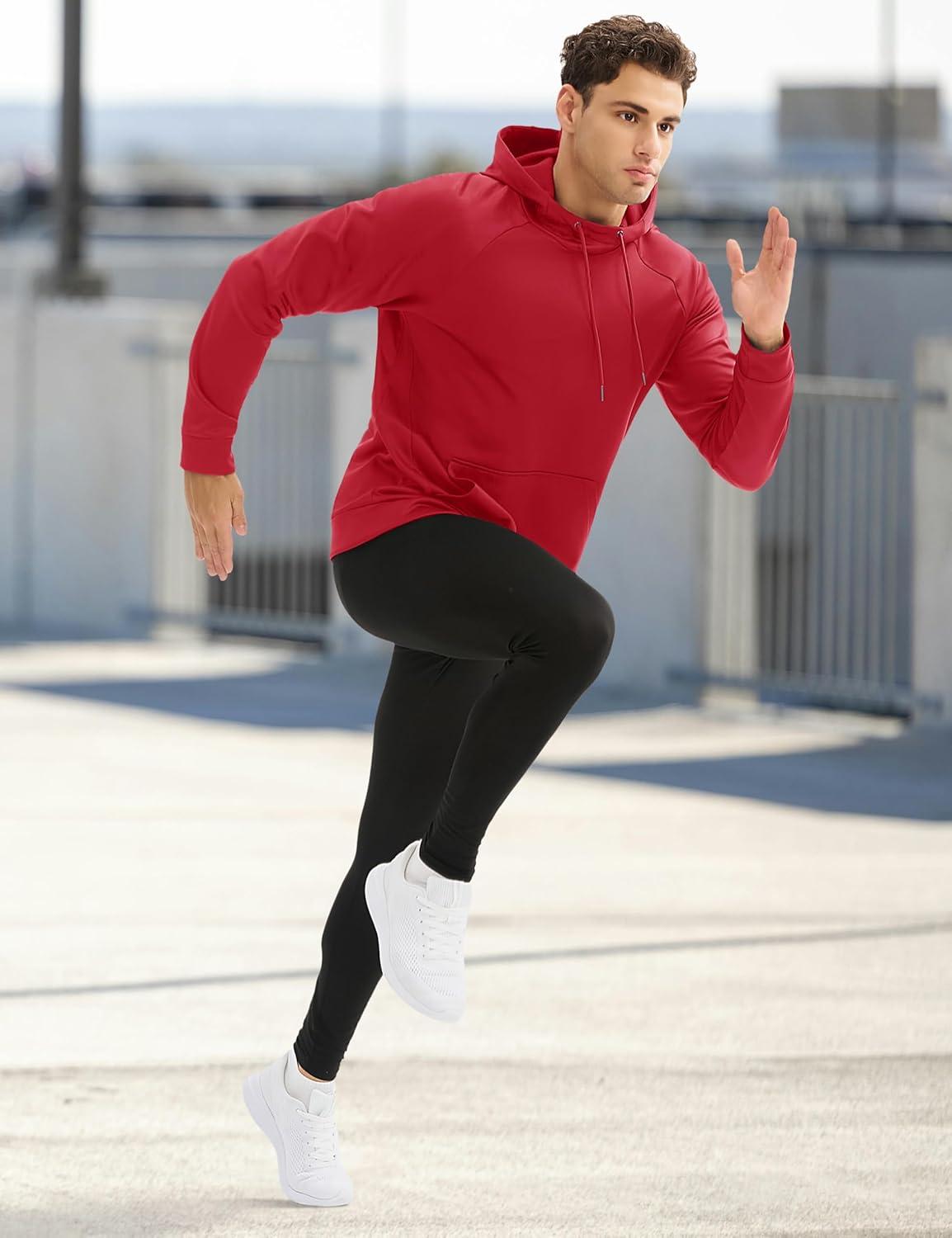 imageMAGCOMSEN Mens Hoodies Fleece Lined Casual Athletic Sweatshirts Pullover with Kangaroo PocketRed