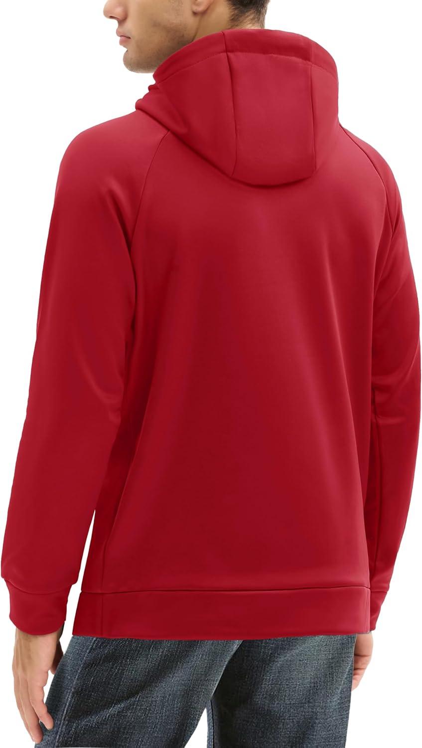 imageMAGCOMSEN Mens Hoodies Fleece Lined Casual Athletic Sweatshirts Pullover with Kangaroo PocketRed