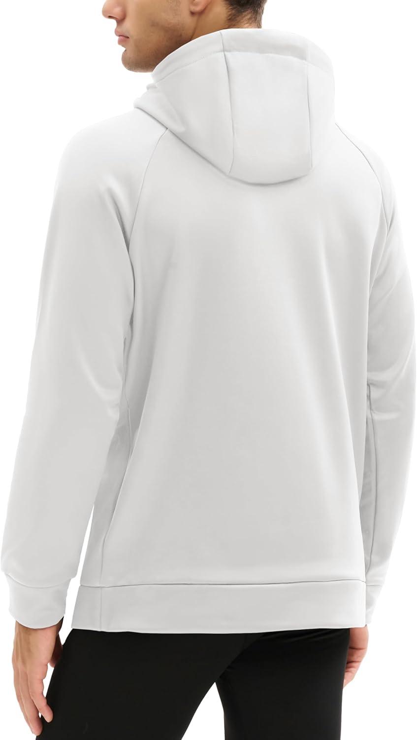 imageMAGCOMSEN Mens Hoodies Fleece Lined Casual Athletic Sweatshirts Pullover with Kangaroo PocketWhite