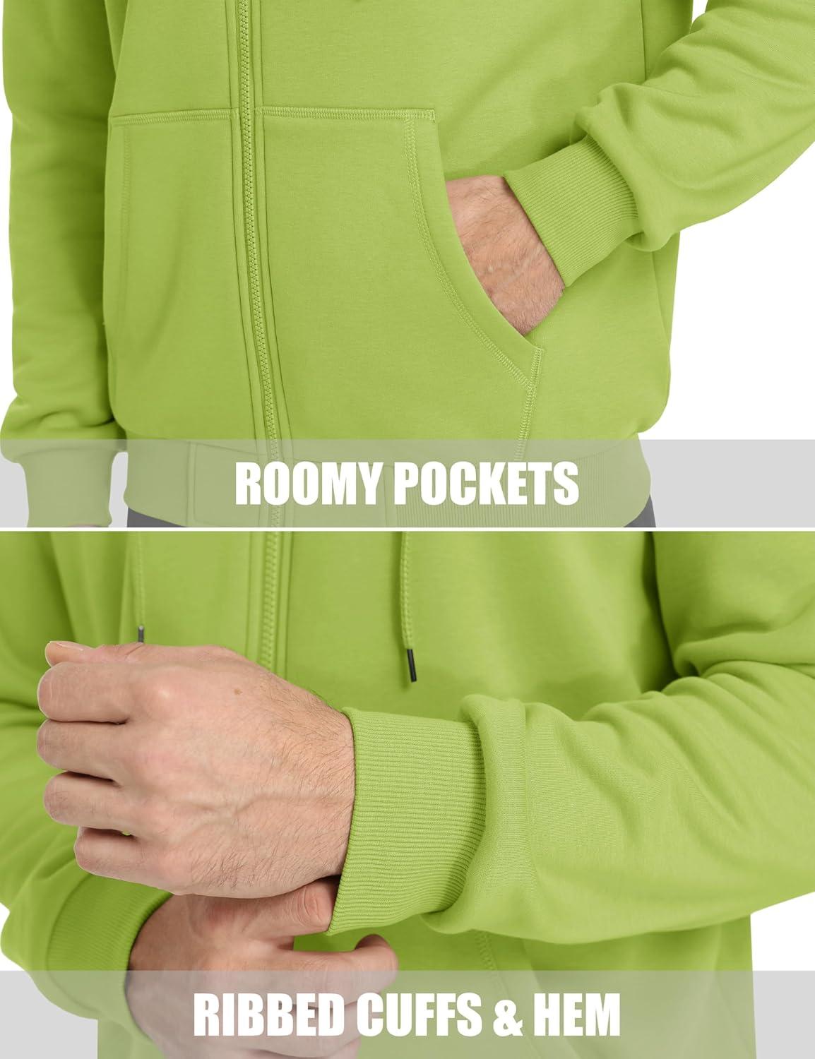 imageMAGCOMSEN Mens Hoodies Full Zip Up Sweatshirt Fleece Lined Midweigt Hooded Jacket with Pockets Casual Sports SweaterOlive Green