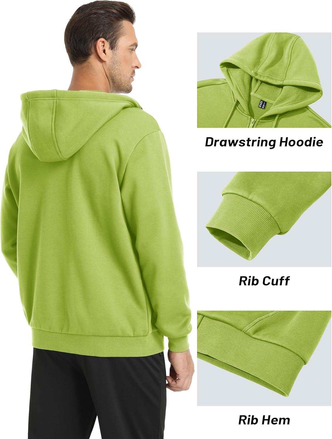 imageMAGCOMSEN Mens Hoodies Full Zip Up Sweatshirt Fleece Lined Midweigt Hooded Jacket with Pockets Casual Sports SweaterOlive Green