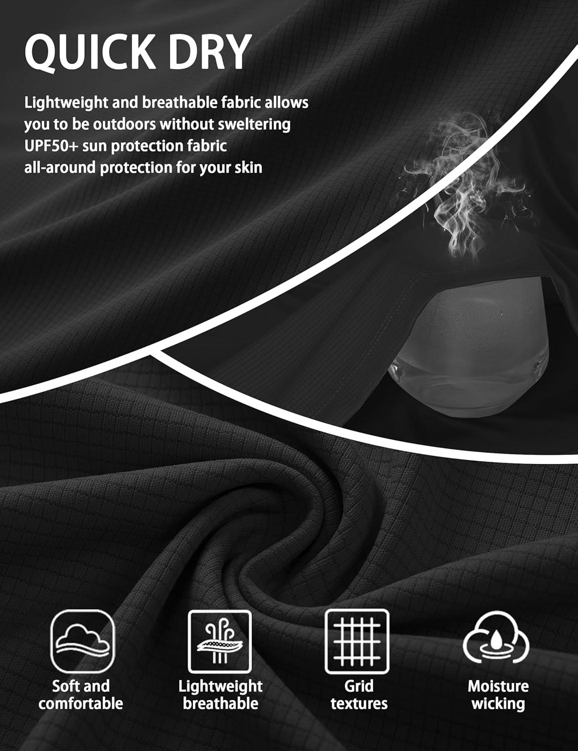 imageMAGCOMSEN Mens Sun Shirts UPF 50 Long Sleeve Lightweight Hoodie Quick Dry Performance Workout Hiking Athletic ShirtBlack