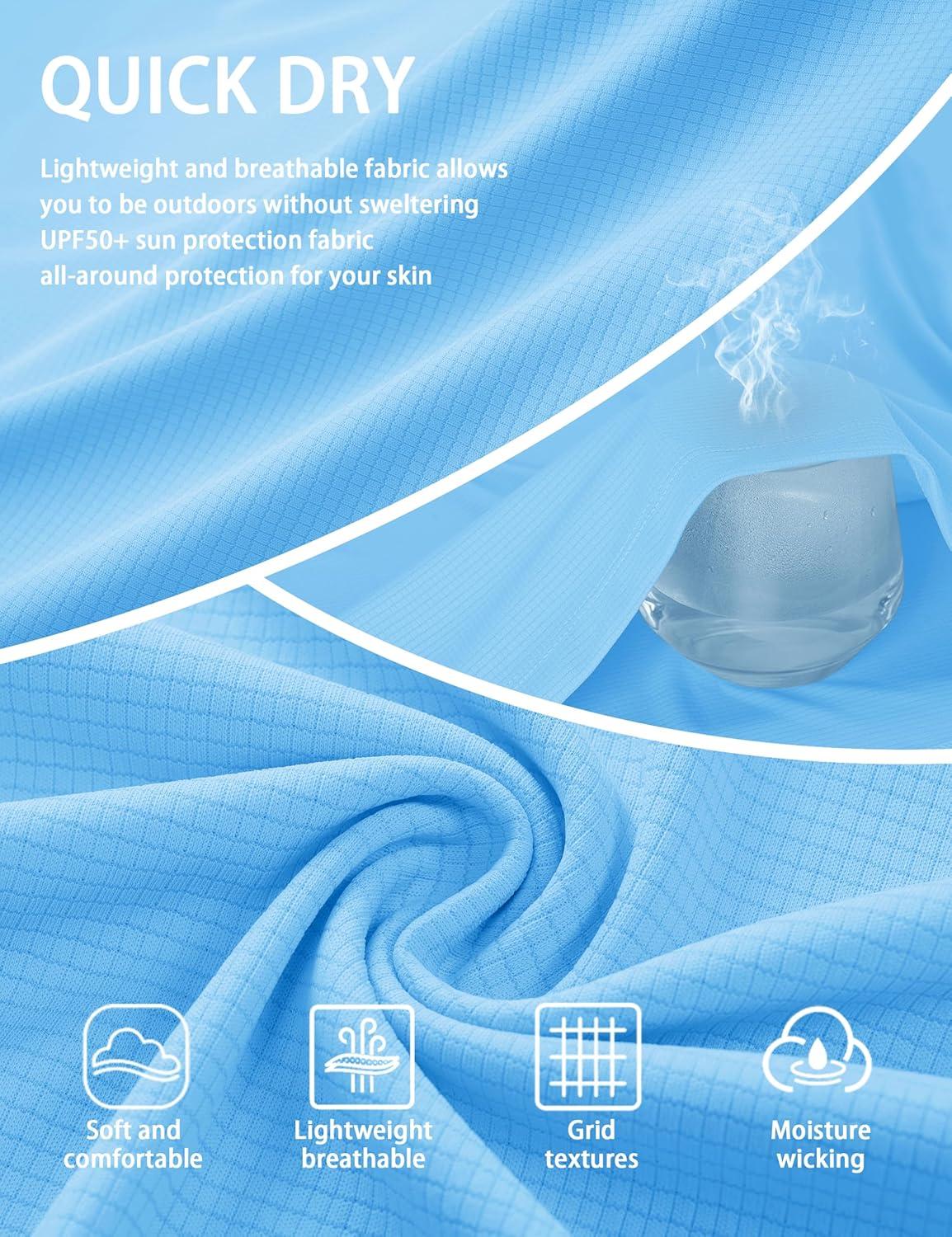 imageMAGCOMSEN Mens Sun Shirts UPF 50 Long Sleeve Lightweight Hoodie Quick Dry Performance Workout Hiking Athletic ShirtBlue