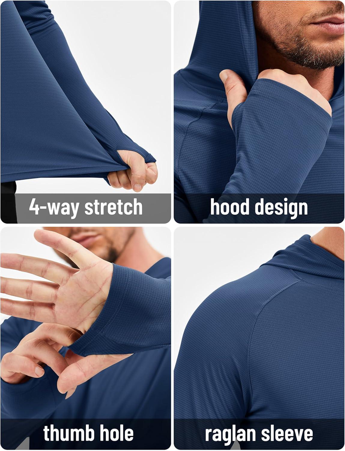 imageMAGCOMSEN Mens Sun Shirts UPF 50 Long Sleeve Lightweight Hoodie Quick Dry Performance Workout Hiking Athletic ShirtBluegrey