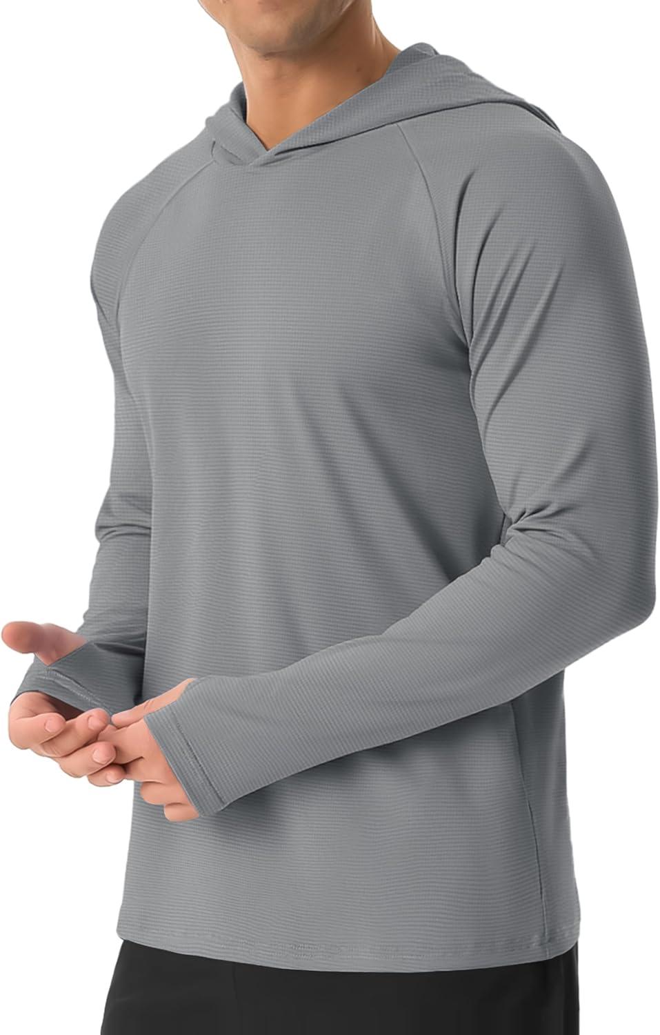 imageMAGCOMSEN Mens Sun Shirts UPF 50 Long Sleeve Lightweight Hoodie Quick Dry Performance Workout Hiking Athletic ShirtDarkgrey