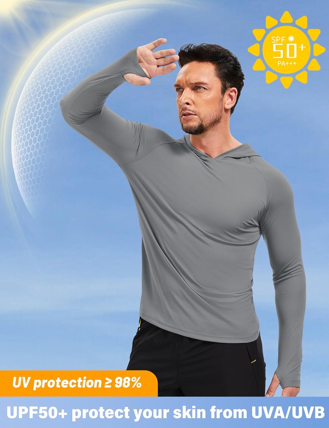 imageMAGCOMSEN Mens Sun Shirts UPF 50 Long Sleeve Lightweight Hoodie Quick Dry Performance Workout Hiking Athletic ShirtDarkgrey