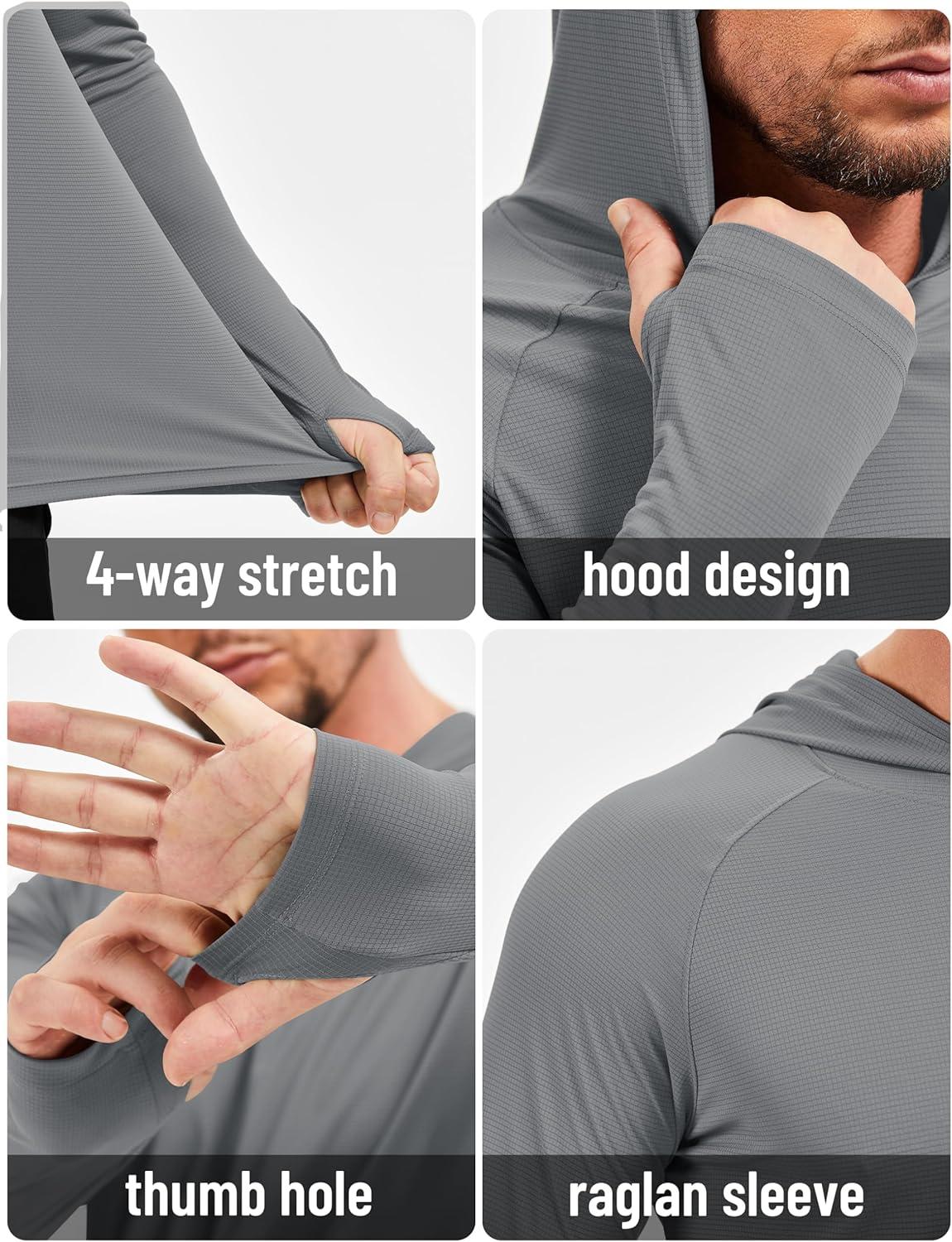 imageMAGCOMSEN Mens Sun Shirts UPF 50 Long Sleeve Lightweight Hoodie Quick Dry Performance Workout Hiking Athletic ShirtDarkgrey