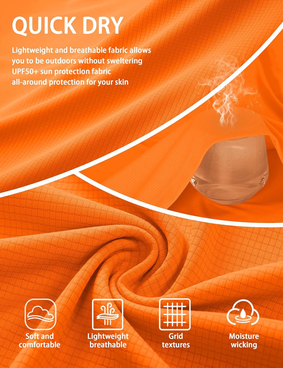 imageMAGCOMSEN Mens Sun Shirts UPF 50 Long Sleeve Lightweight Hoodie Quick Dry Performance Workout Hiking Athletic ShirtFlorange