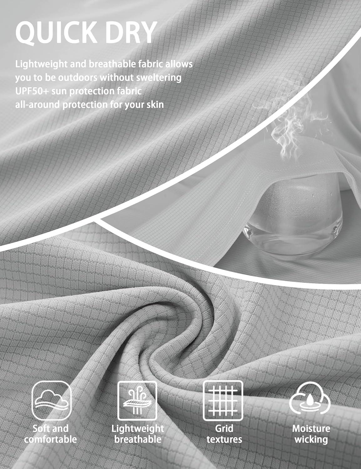 imageMAGCOMSEN Mens Sun Shirts UPF 50 Long Sleeve Lightweight Hoodie Quick Dry Performance Workout Hiking Athletic ShirtLightgrey