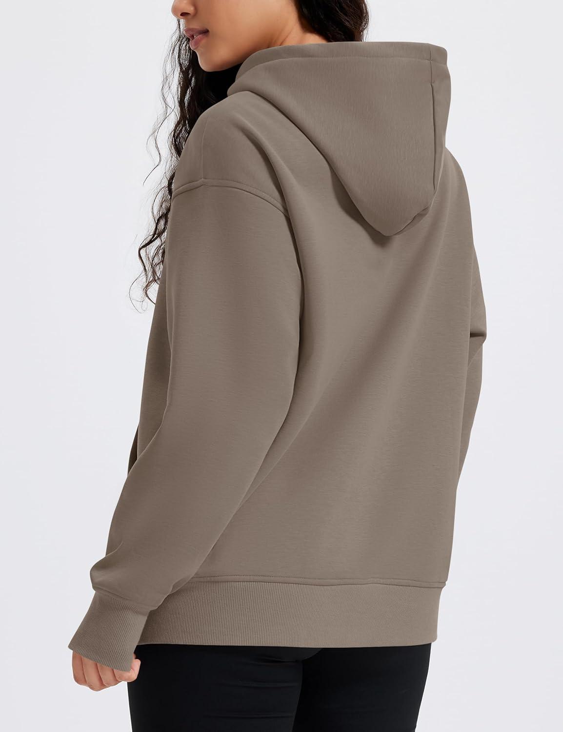imageMAGCOMSEN Oversized Hoodies for Women Fleece Pullover Sweatshirts Warm Cozy Sweaters Workout Winter Fall HoodieCoffee Grey