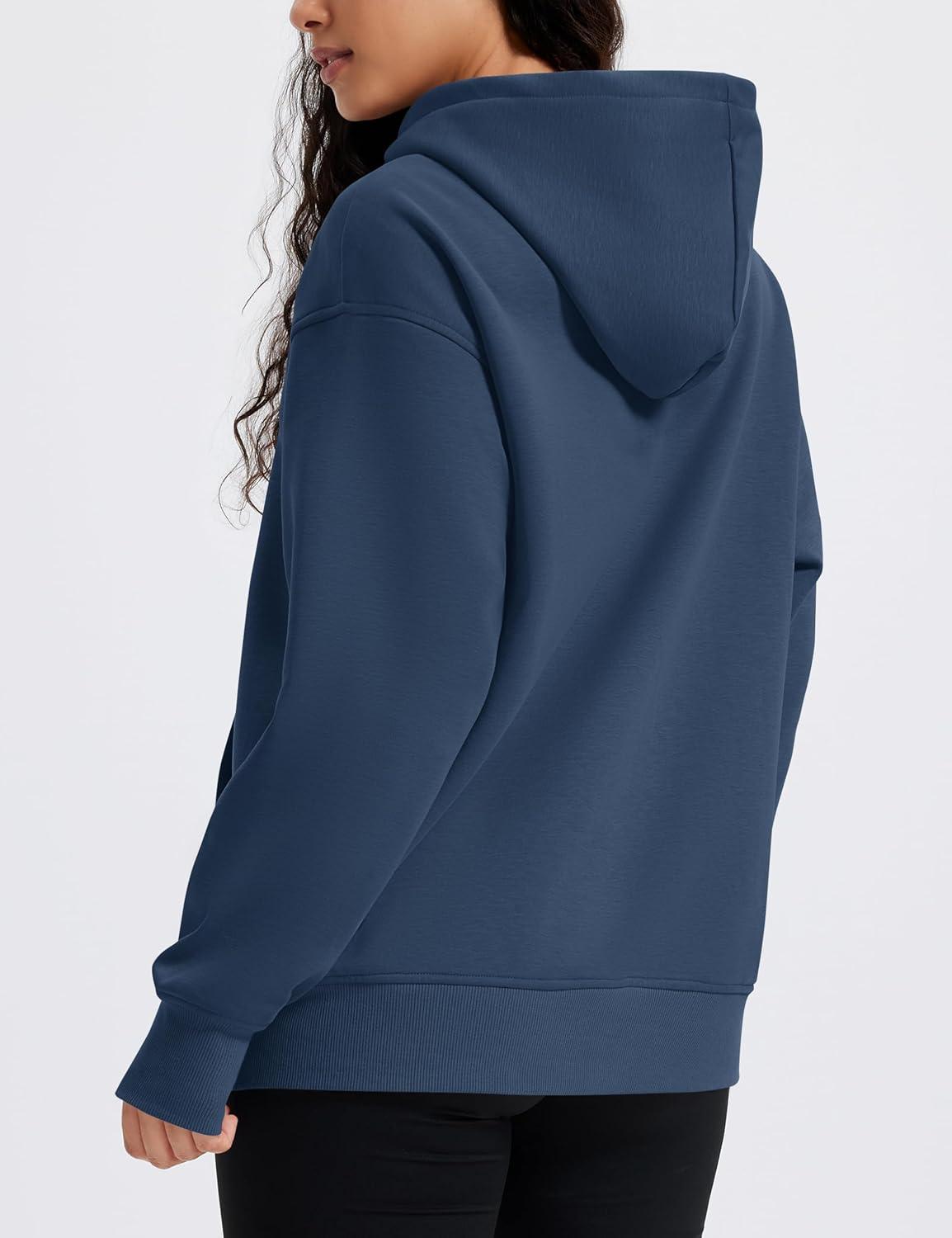 imageMAGCOMSEN Oversized Hoodies for Women Fleece Pullover Sweatshirts Warm Cozy Sweaters Workout Winter Fall HoodieDark Blue