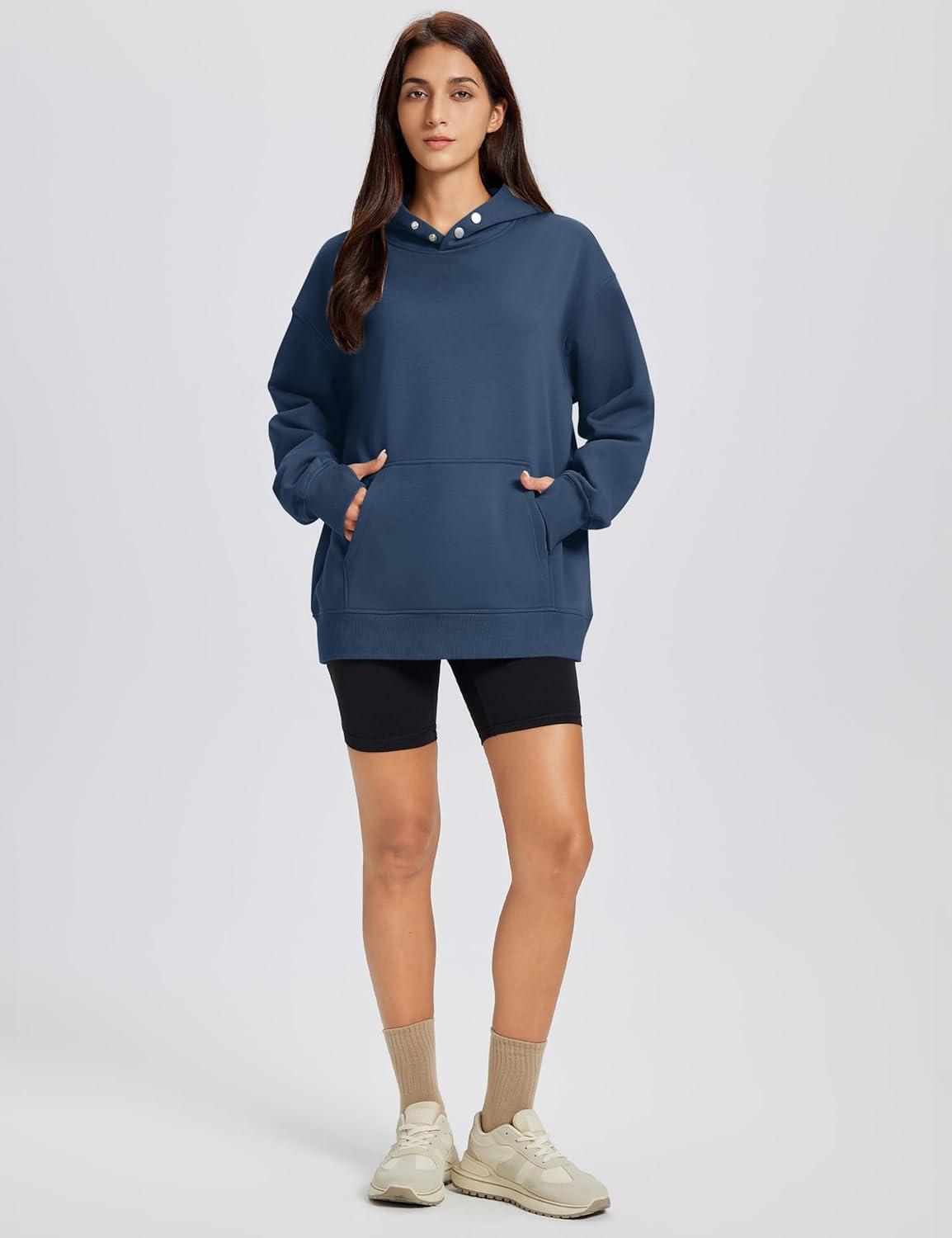 imageMAGCOMSEN Oversized Hoodies for Women Fleece Pullover Sweatshirts Warm Cozy Sweaters Workout Winter Fall HoodieDark Blue