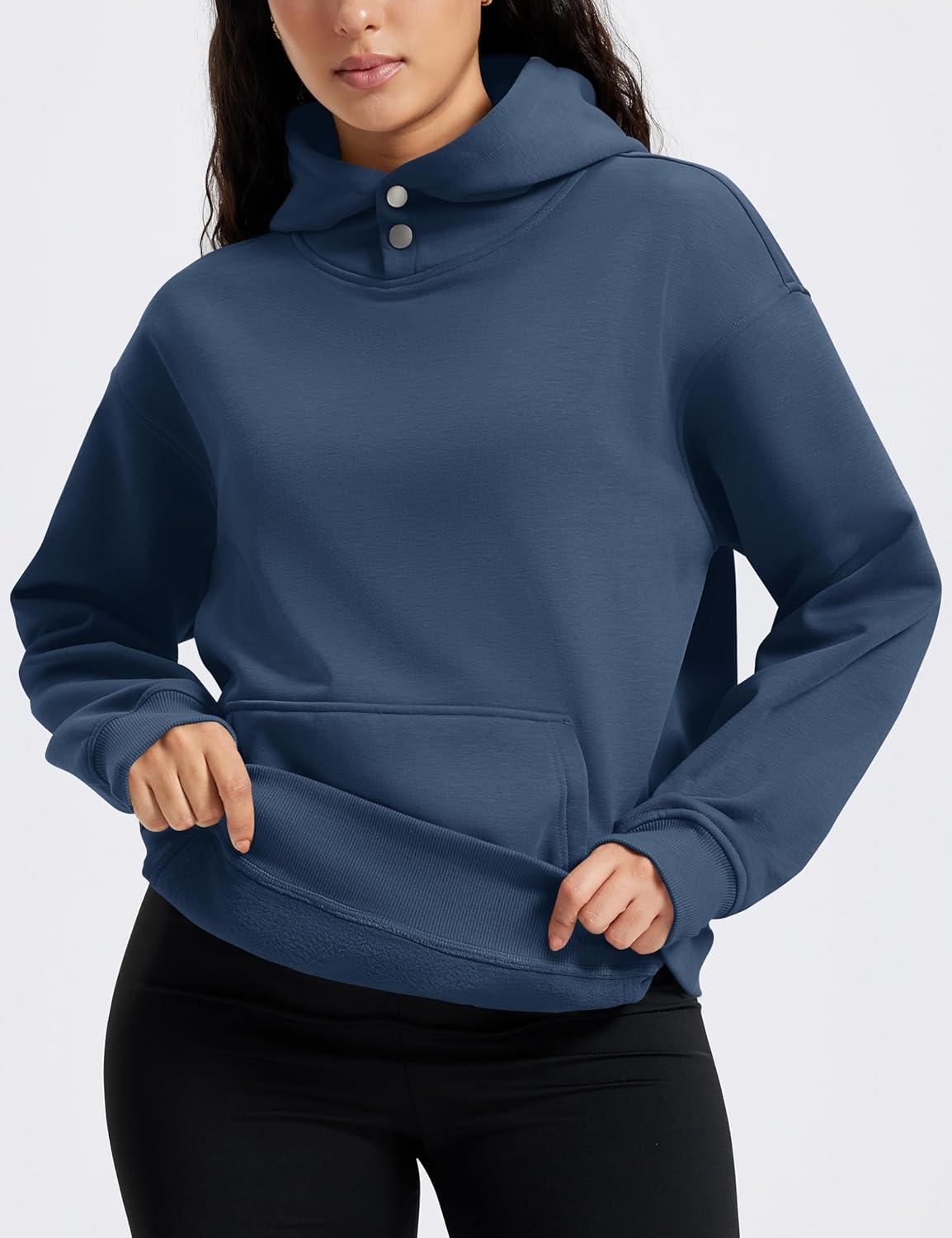 imageMAGCOMSEN Oversized Hoodies for Women Fleece Pullover Sweatshirts Warm Cozy Sweaters Workout Winter Fall HoodieDark Blue