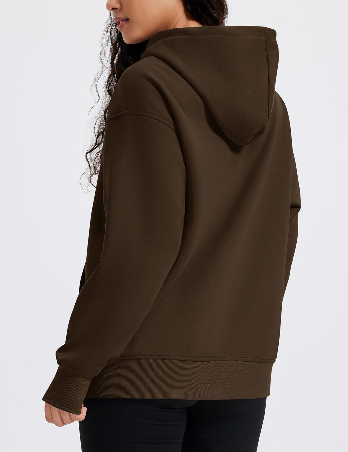 imageMAGCOMSEN Oversized Hoodies for Women Fleece Pullover Sweatshirts Warm Cozy Sweaters Workout Winter Fall HoodieDark Brown