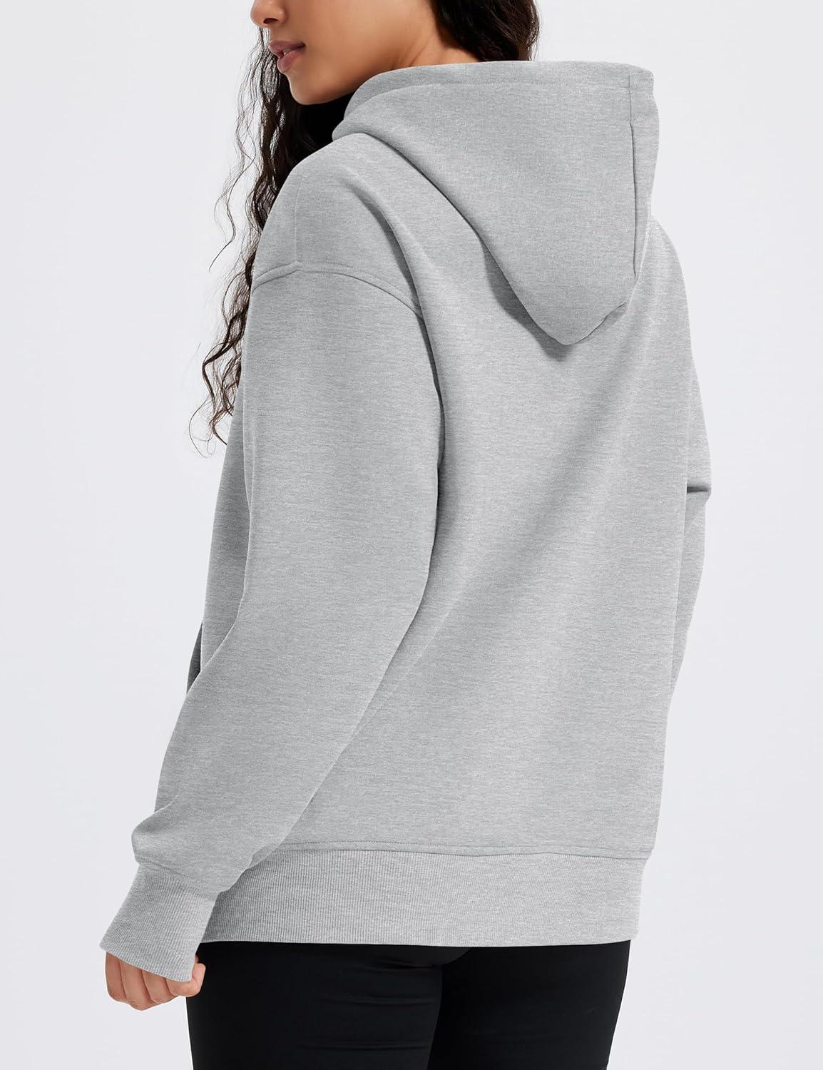imageMAGCOMSEN Oversized Hoodies for Women Fleece Pullover Sweatshirts Warm Cozy Sweaters Workout Winter Fall HoodieLight Grey