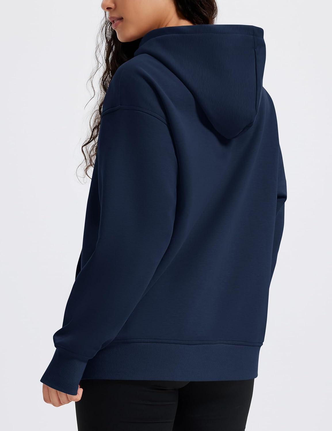 imageMAGCOMSEN Oversized Hoodies for Women Fleece Pullover Sweatshirts Warm Cozy Sweaters Workout Winter Fall HoodieNavy