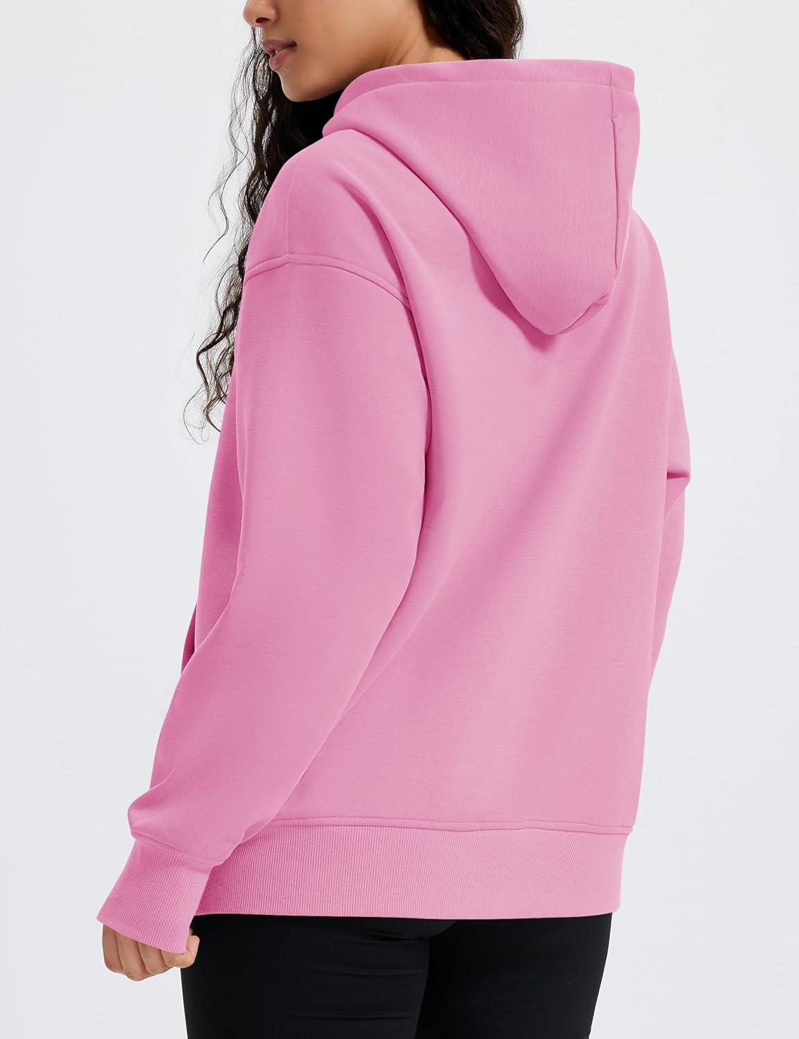 imageMAGCOMSEN Oversized Hoodies for Women Fleece Pullover Sweatshirts Warm Cozy Sweaters Workout Winter Fall HoodiePink