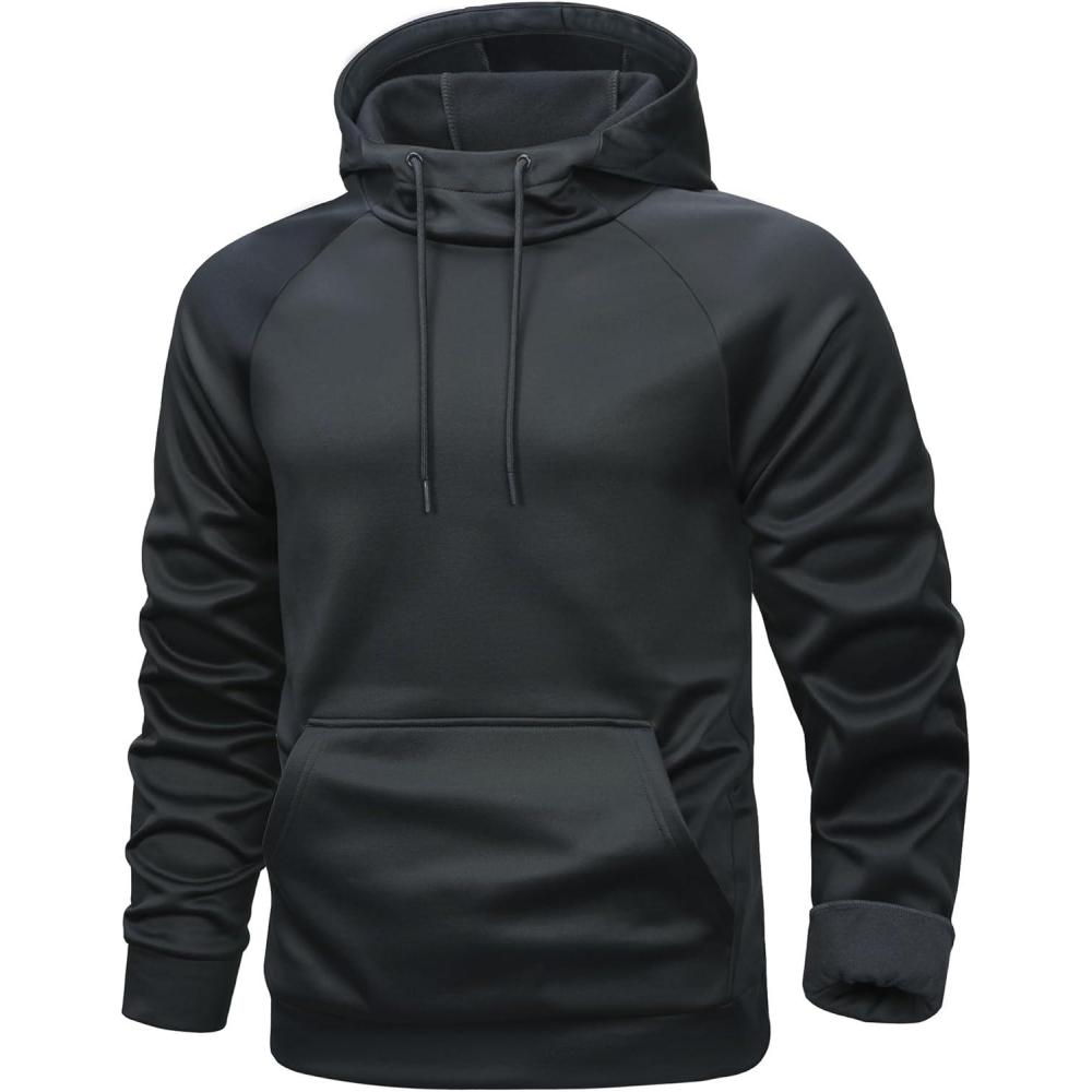 imageMAGCOMSEN Mens Hoodies Fleece Lined Casual Athletic Sweatshirts Pullover with Kangaroo PocketDark Grey