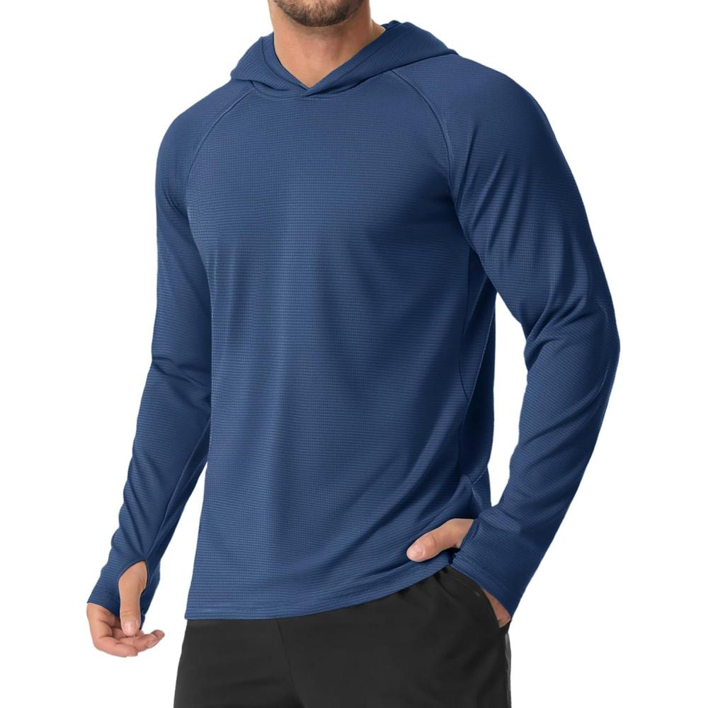 imageMAGCOMSEN Mens Sun Shirts UPF 50 Long Sleeve Lightweight Hoodie Quick Dry Performance Workout Hiking Athletic ShirtBluegrey