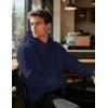 imageMAGCOMSEN Mens Fleece Lined Hoodies Fashion Casual Athletic Hoody Pullover Plain Sweatshirts with Kangaroo PocketNavy