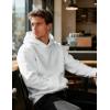 imageMAGCOMSEN Mens Fleece Lined Hoodies Fashion Casual Athletic Hoody Pullover Plain Sweatshirts with Kangaroo PocketWhite