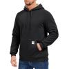 imageMAGCOMSEN Mens Hoodie Pullover Fleece Sweatshirts Heavyweight Sherpa Lined Thick Warm Winter Hoodies with Kangaroo PocketBlack