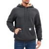 imageMAGCOMSEN Mens Hoodie Pullover Fleece Sweatshirts Heavyweight Sherpa Lined Thick Warm Winter Hoodies with Kangaroo PocketGray