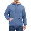 imageMAGCOMSEN Mens Hoodie Pullover Fleece Sweatshirts Heavyweight Sherpa Lined Thick Warm Winter Hoodies with Kangaroo PocketGrey Blue