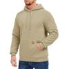 imageMAGCOMSEN Mens Hoodie Pullover Fleece Sweatshirts Heavyweight Sherpa Lined Thick Warm Winter Hoodies with Kangaroo PocketKhaki